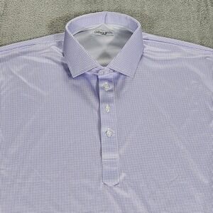 Collars & Co Shirt Mens Large Purple Gingham Performance Knit Polo Golf Casual